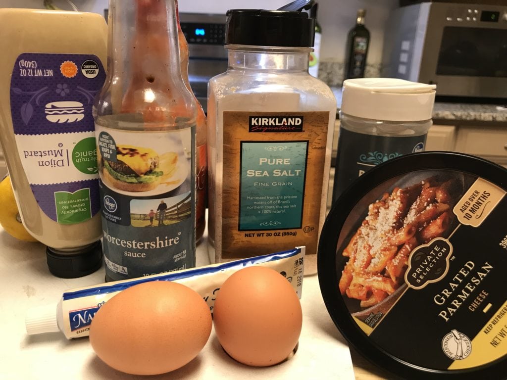 Ingredients for Caesar Salad Homemade Dressing