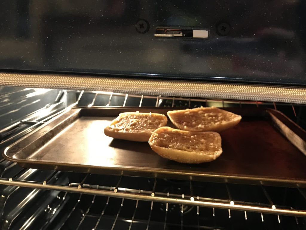 Garlic bread in the oven