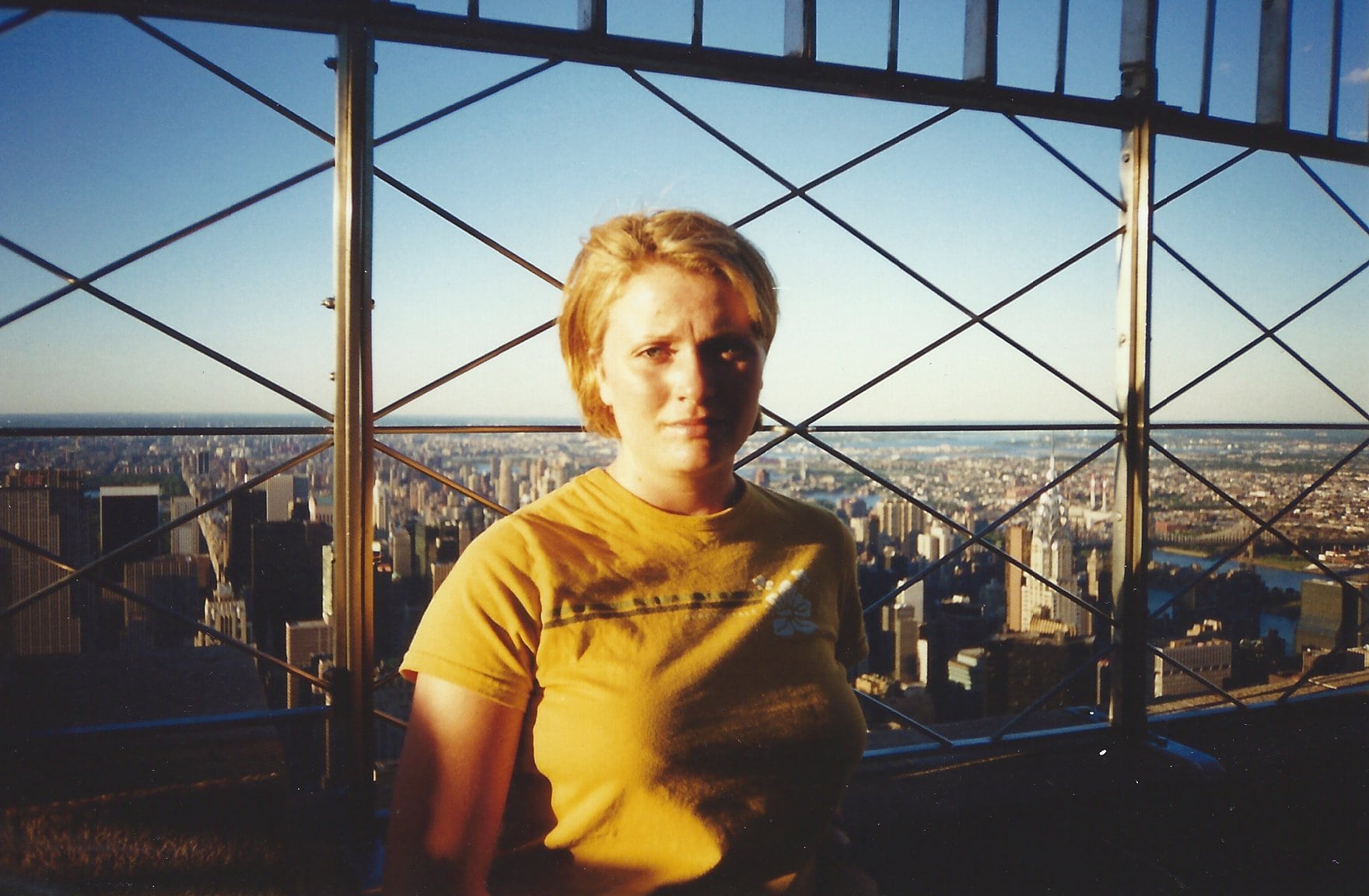 Standing at the top of the Empire State Building in 2000